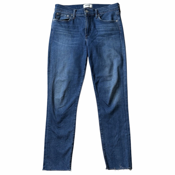 AGOLDE Denim - AGOLDE Sophie Ankle Crop Jeans Size 28 Raw Hem Medium Wash Blue Denim